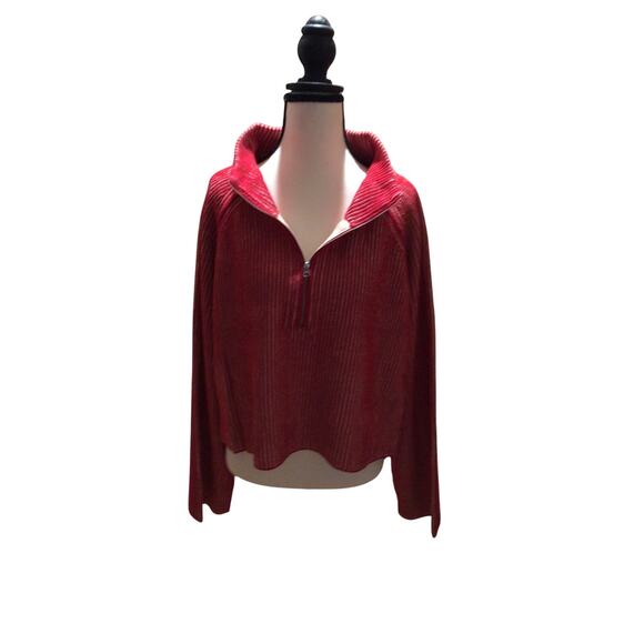 Striped Mock-Neck Semi Cropped Sweater – NWT – Oversized & Cozy Small - Picture 2 of 5